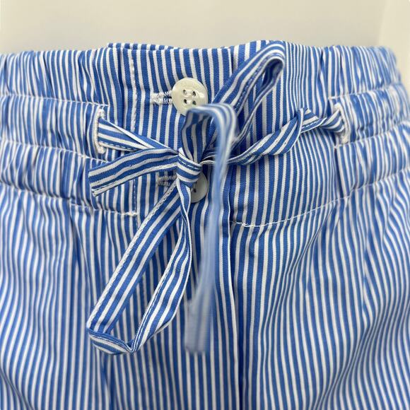 THAKOON Striped Straight Leg Trouser Blue White Drawstring High Waist Size 8 NEW - Picture 7 of 12